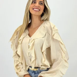 Blusa com folhos creme